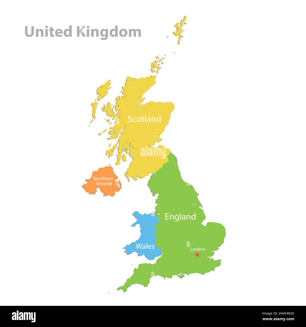 United Kingdom map, administrative division, separate individual ...