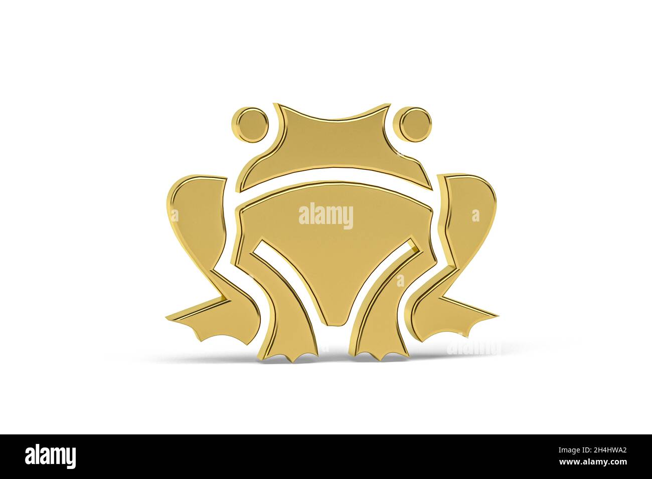 Golden 3d frog icon isolated on white background - 3d render Stock Photo