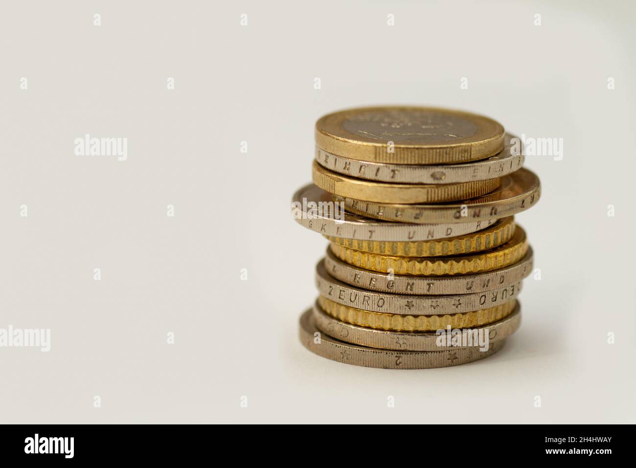 Coin stack with euro coins isolated on white background Stock Photo