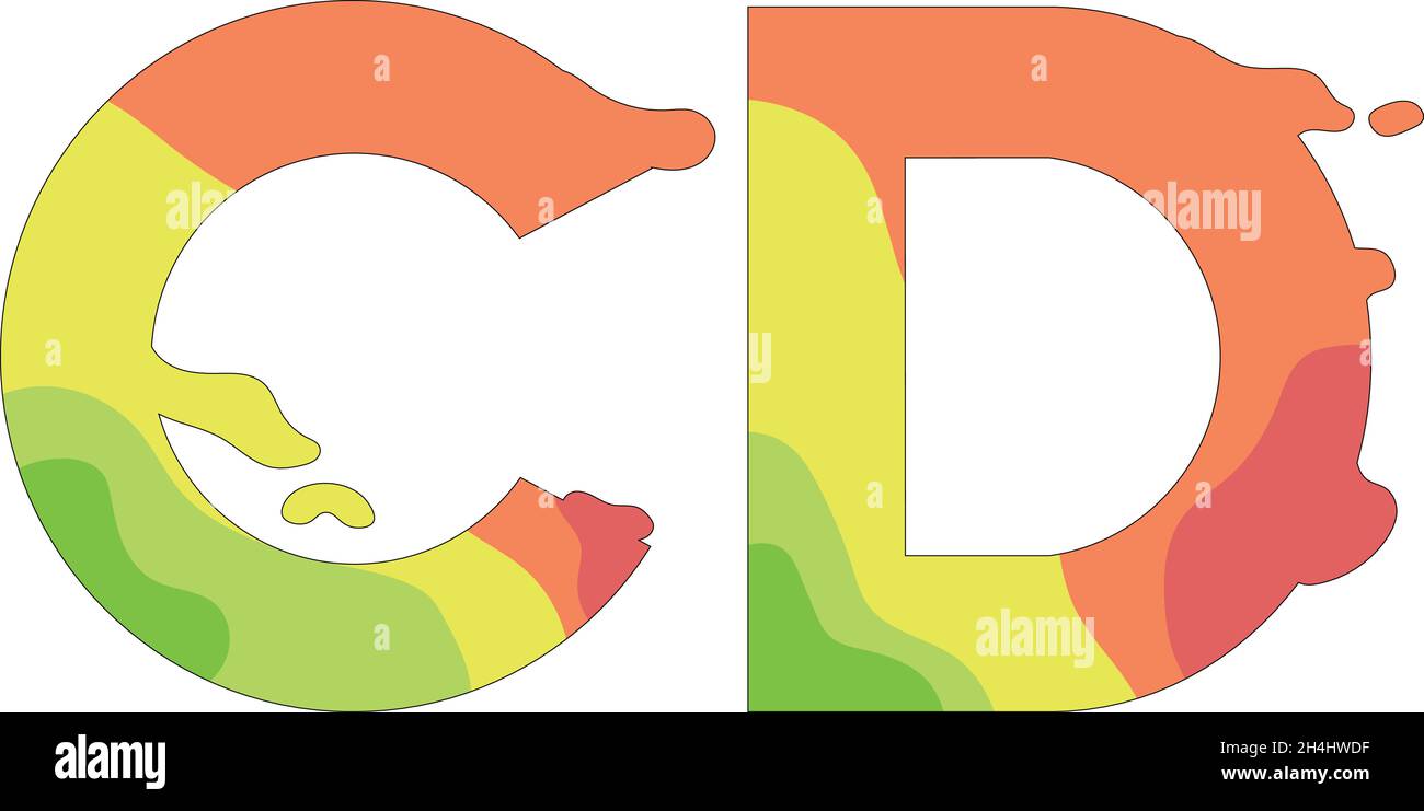 Illustration of colored letters C and D on a white background. Vector ...