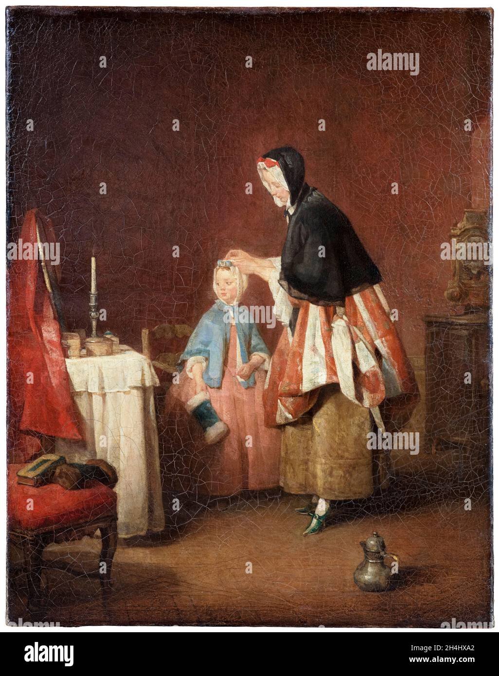 Jean Baptiste Siméon Chardin, The Morning Toilet, painting, 1740-1741 Stock Photo