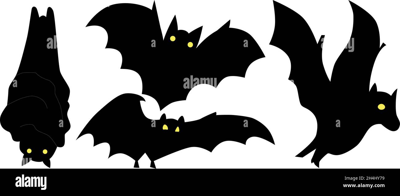Illustration of a bats silhouette on a white background. Vector image ...
