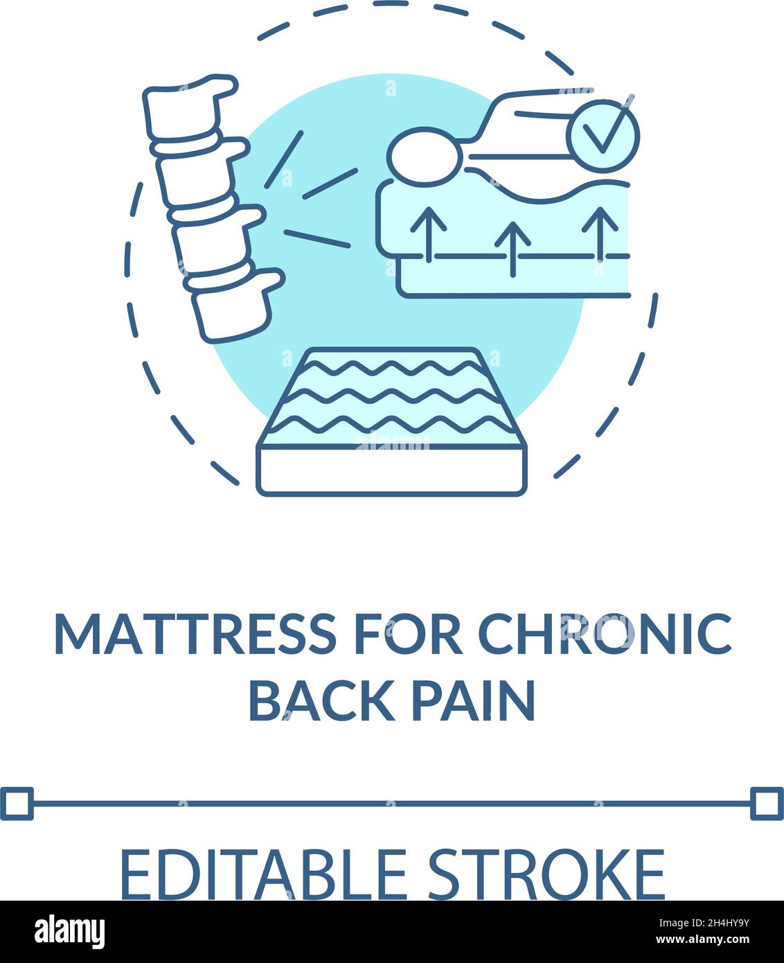 Mattress for chronic back pain blue concept icon Stock Vector Image