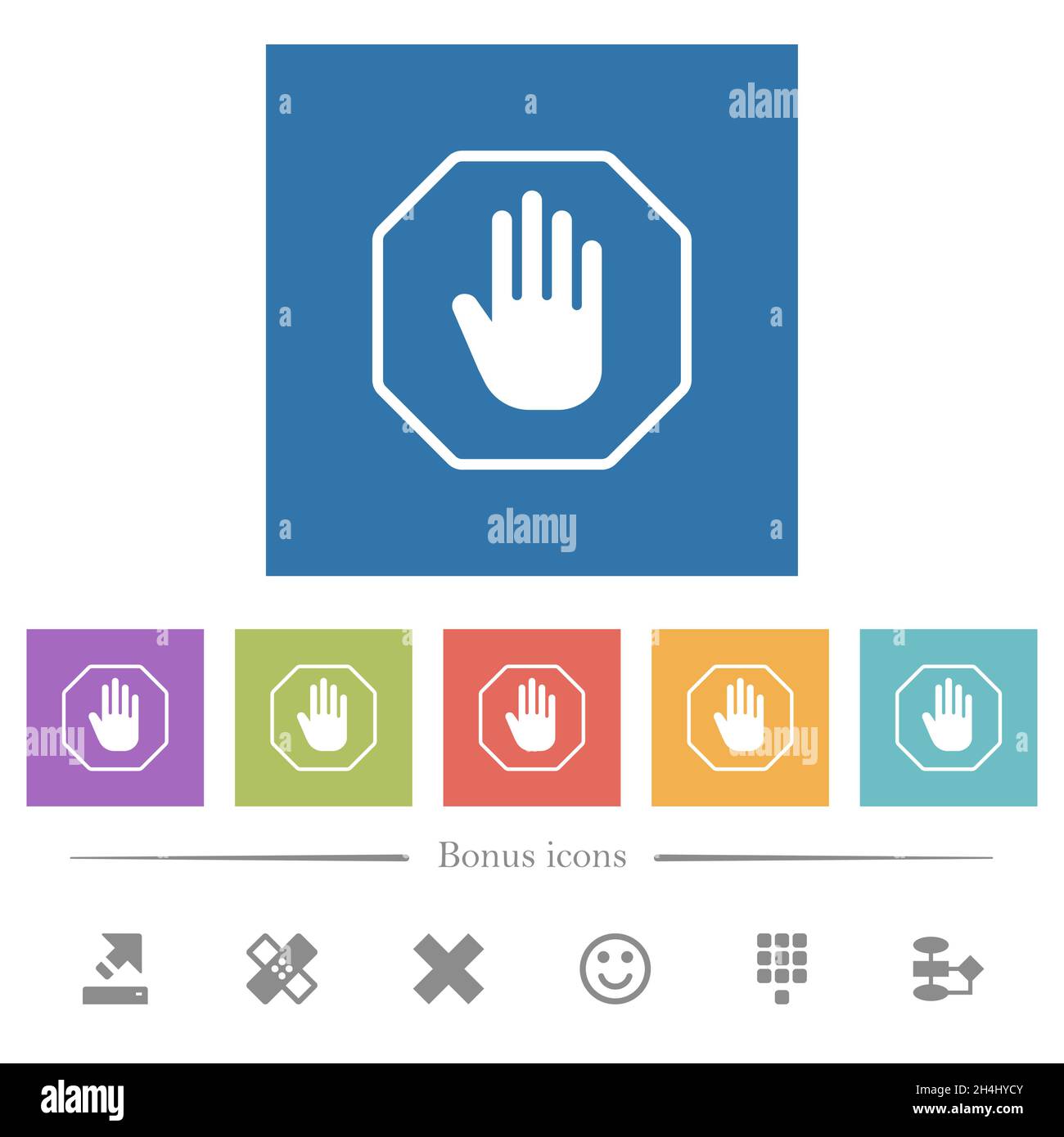Octagon shaped stop sign outline flat white icons in square backgrounds ...