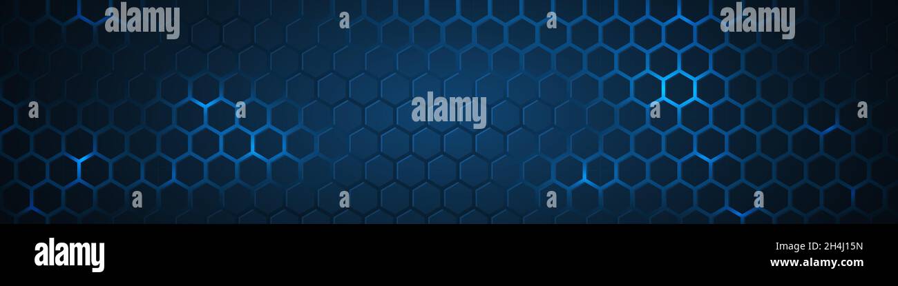 Dark blue technology hexagonal vector background. Abstract blue bright ...