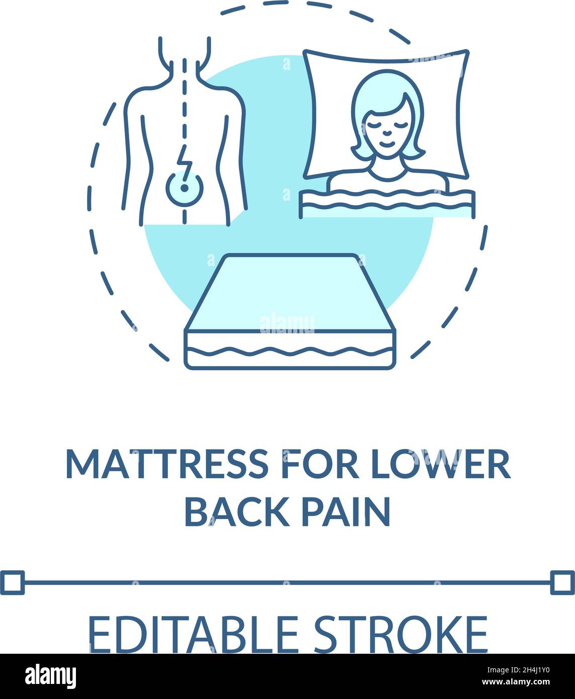 Mattress for lower back pain blue concept icon Stock Vector Image & Art