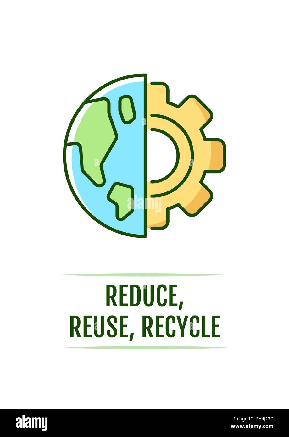 Reduce, reuse, recycle greeting card with color icon element Stock ...