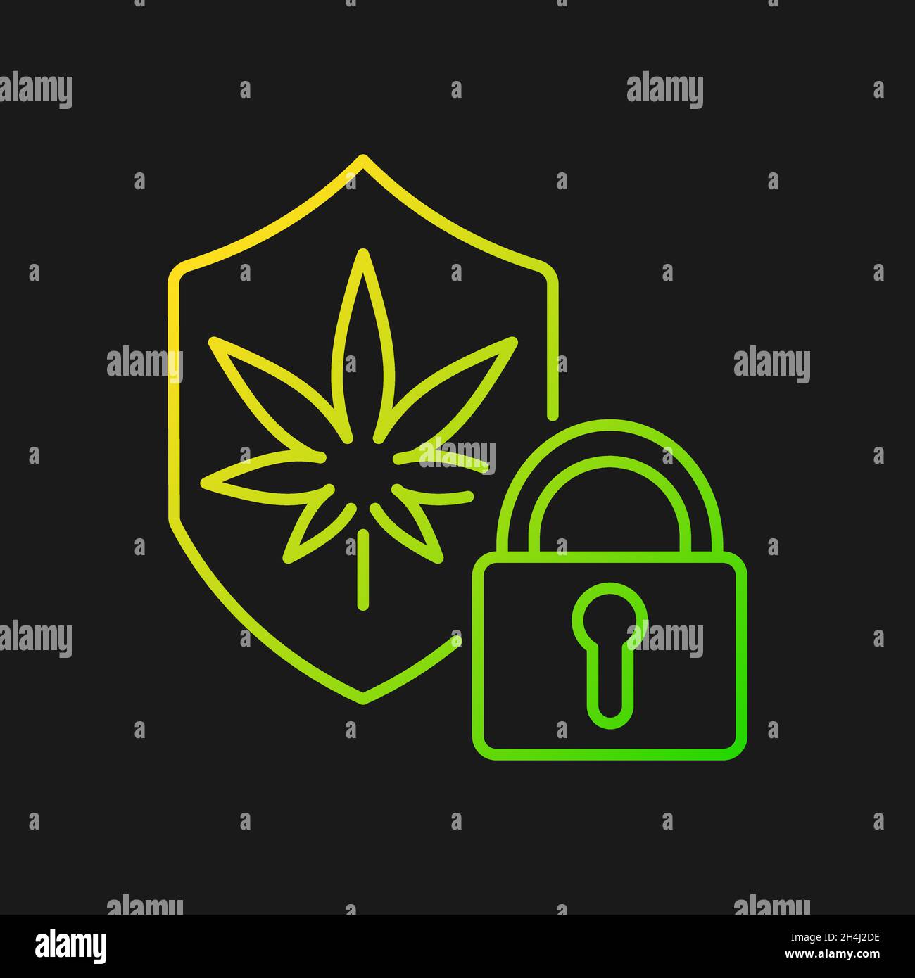 Cannabis security gradient vector icon for dark theme Stock Vector