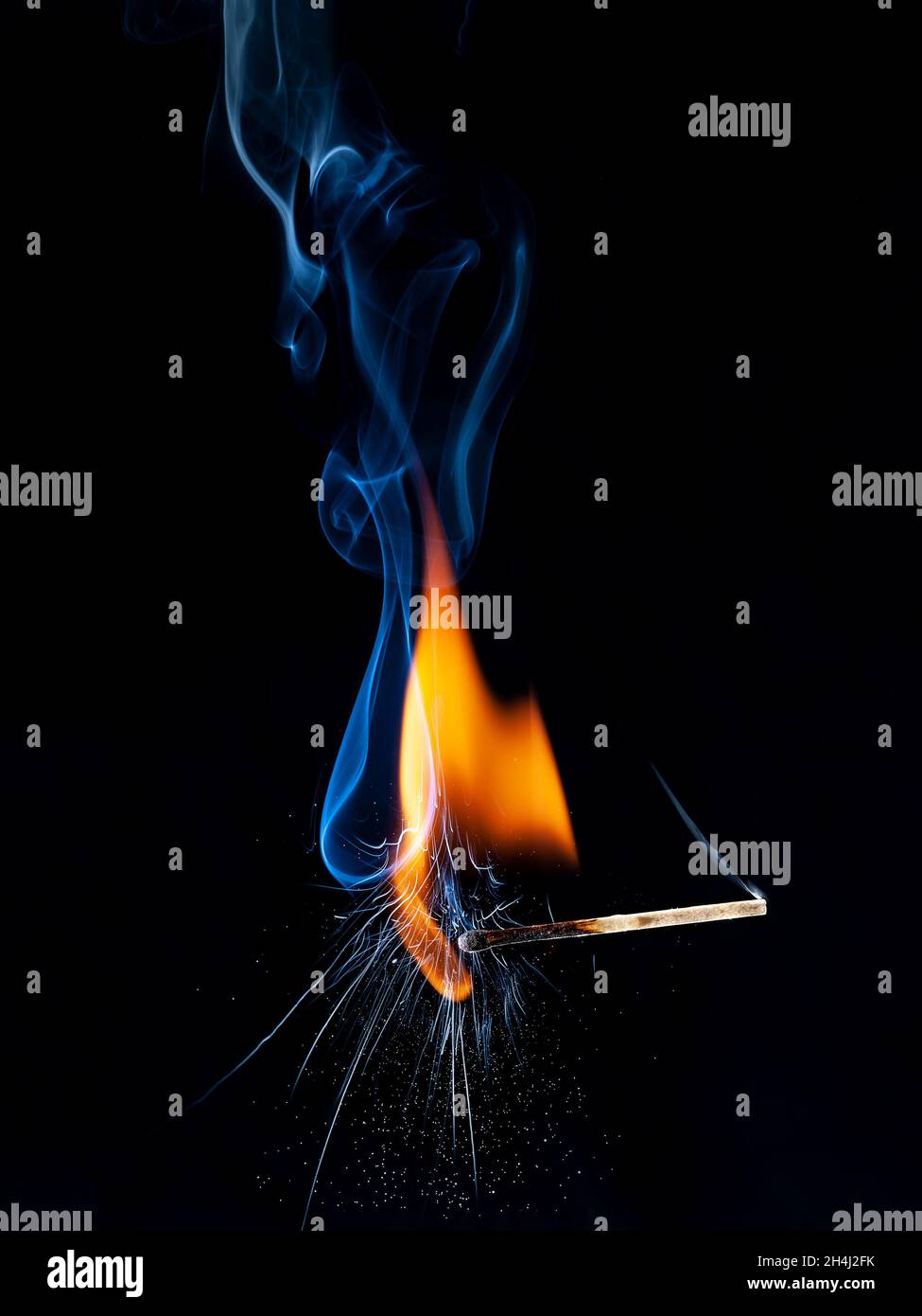 Match burning and smoking Stock Photo Alamy