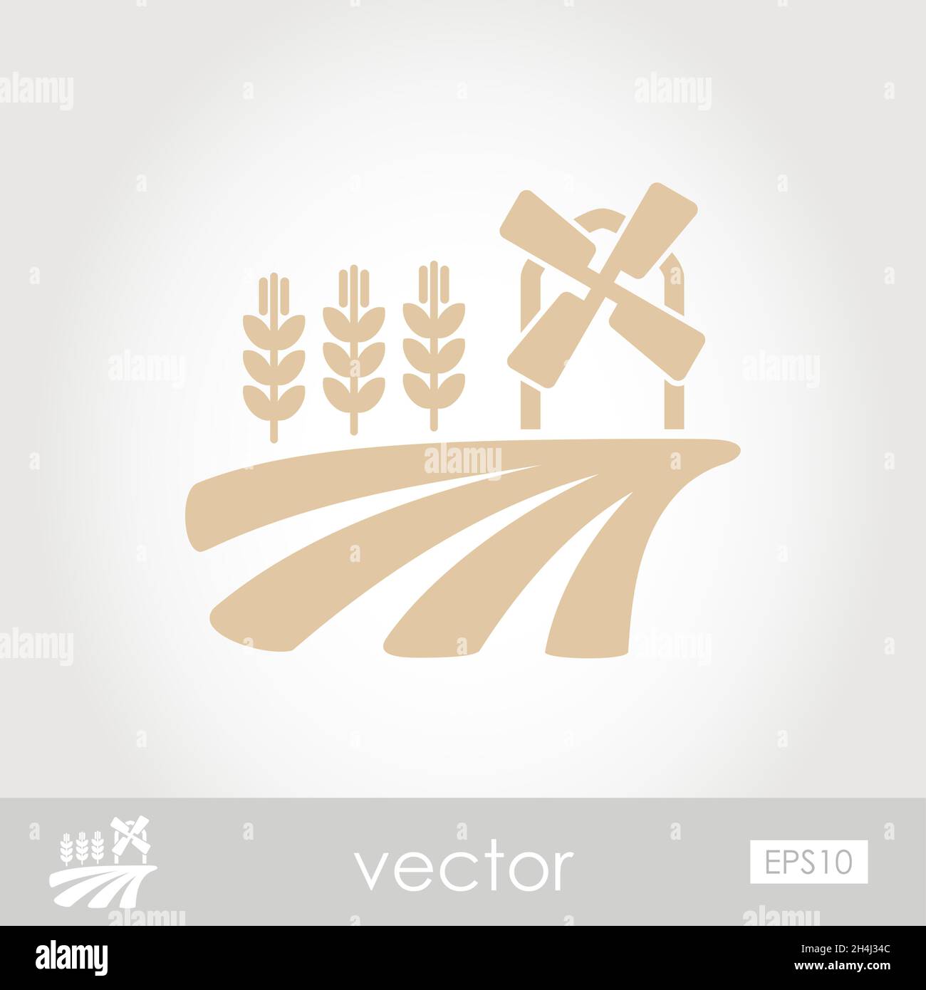 Field with a mill and wheat vector icon, eps 10 Stock Vector Image ...