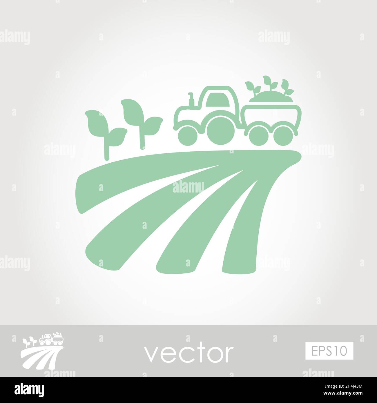 Tractor on field harvest seedling vector icon outline, eps 10 Stock ...
