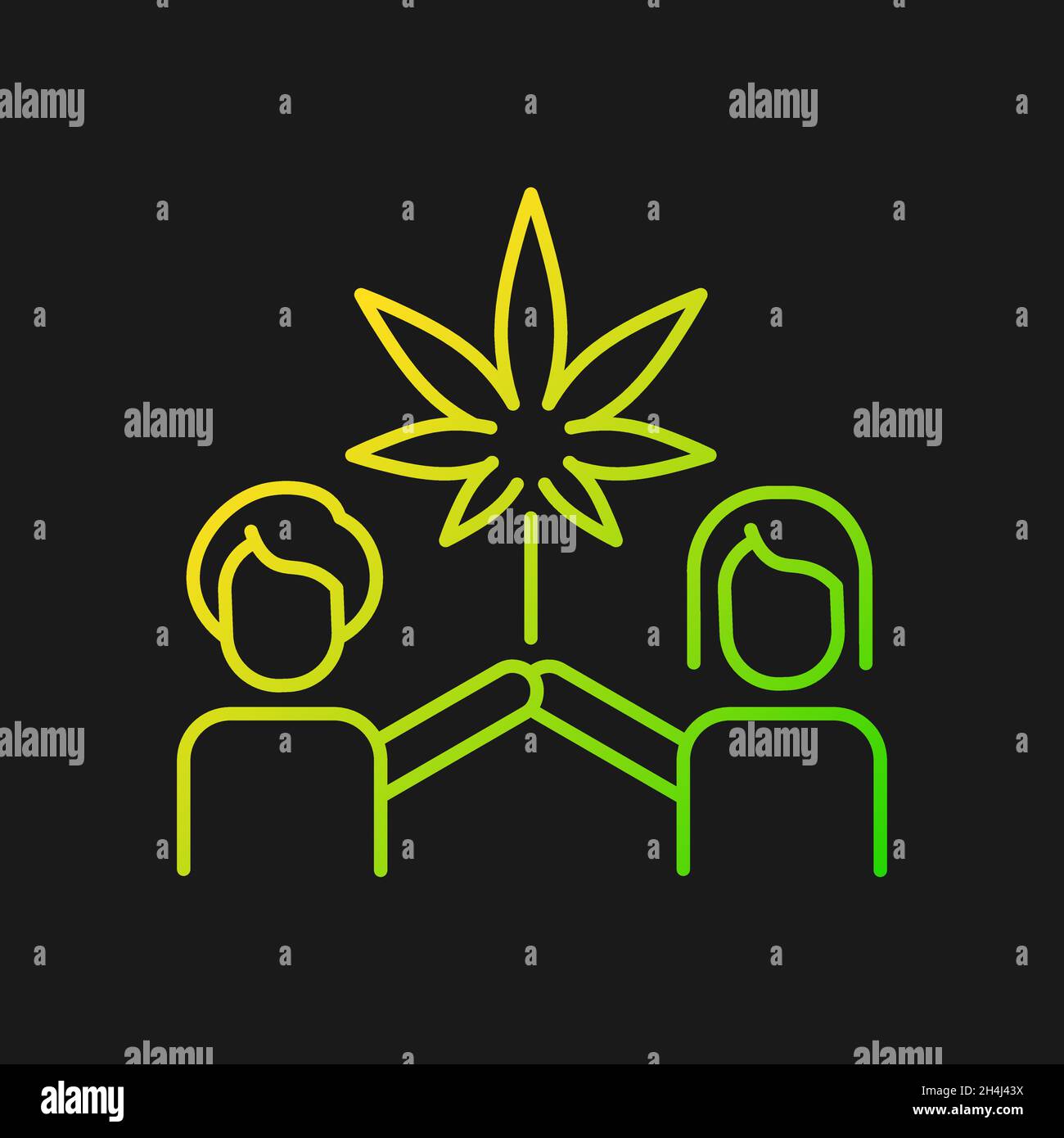 Cannabis culture gradient vector icon for dark theme Stock Vector