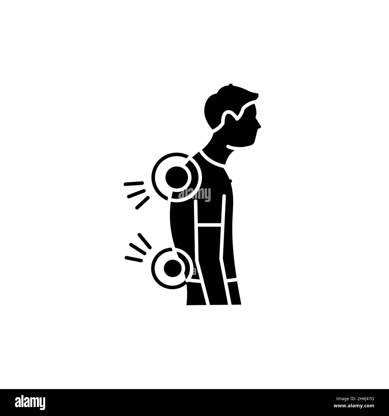 Back and posture problems. olor line icon. Computer-induced medical ...