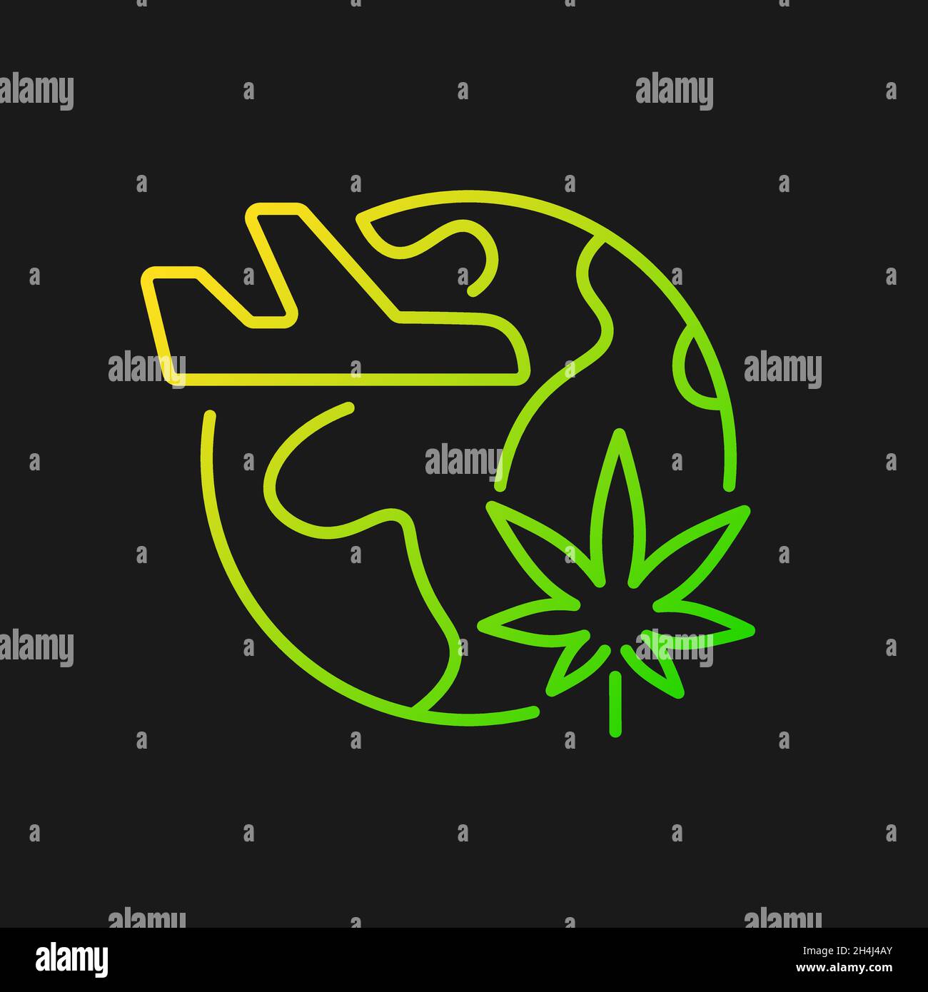 Cannabis tourism gradient vector icon for dark theme Stock Vector
