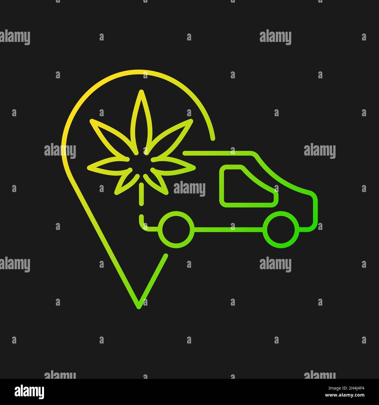 Cannabis transportation gradient vector icon for dark theme Stock Vector