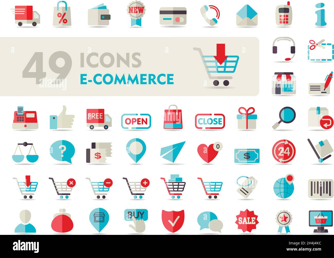 E-commerce set vector icons shopping and online. Graph symbol for your ...