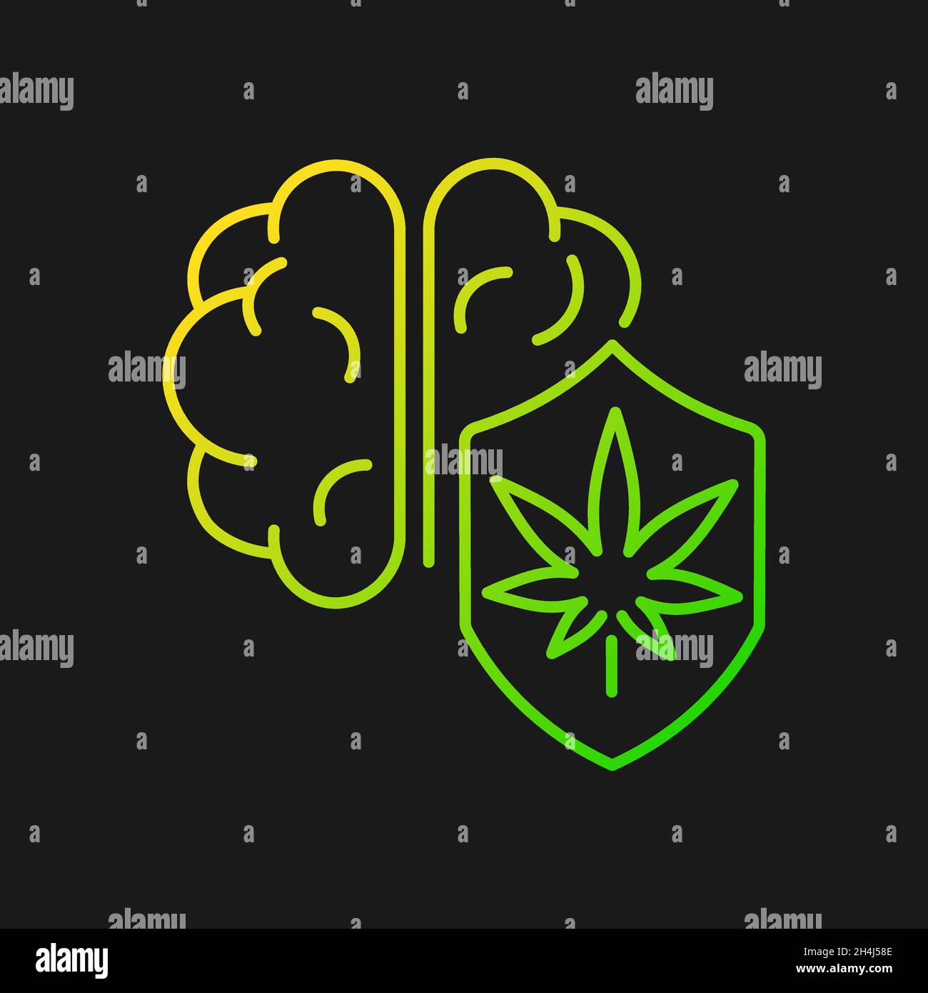 Marijuana brain protection gradient vector icon for dark theme Stock Vector