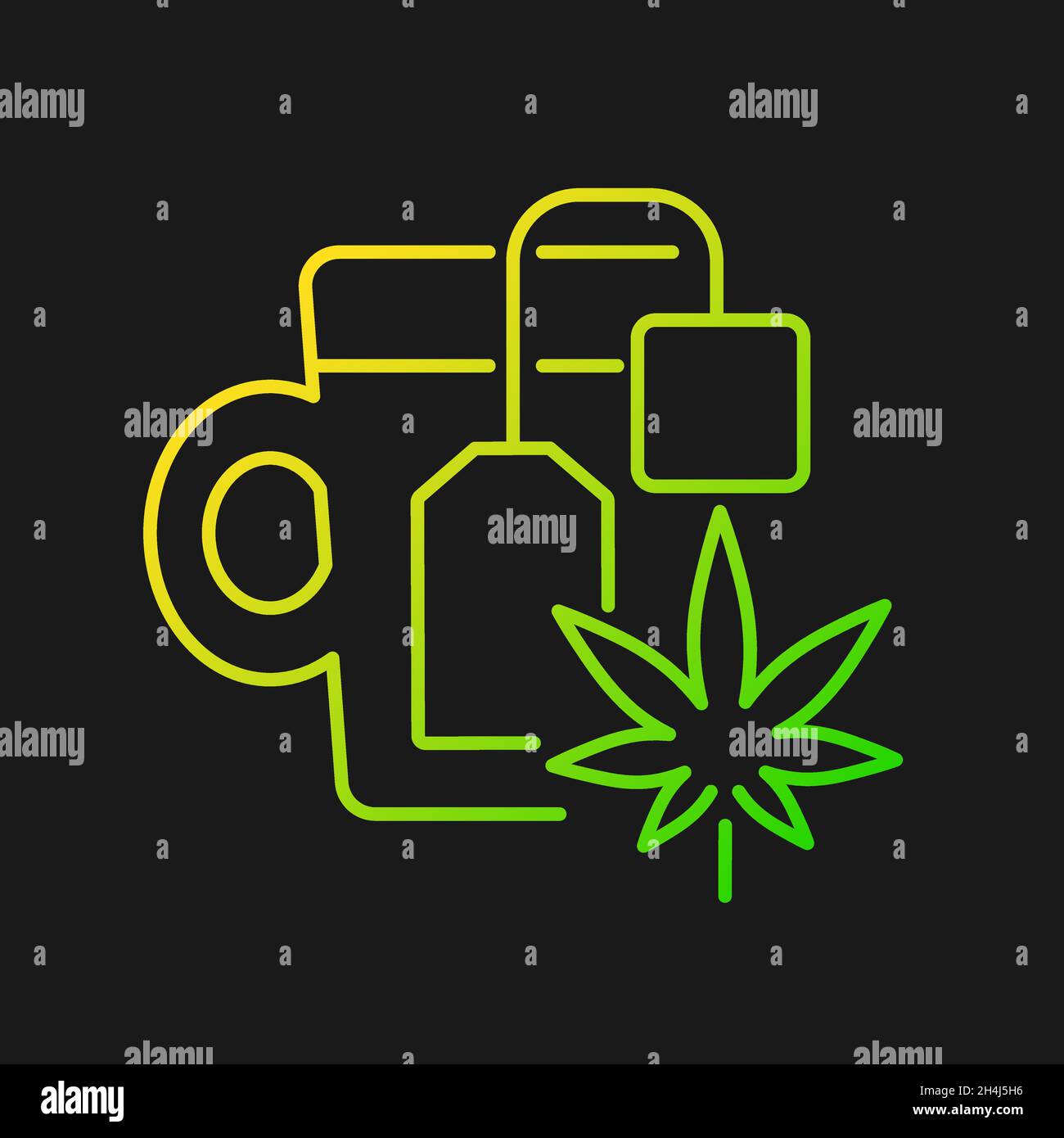 Weed tea gradient vector icon for dark theme Stock Vector