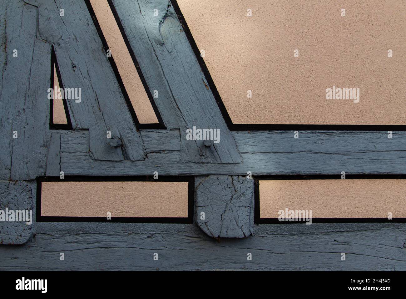 Close up of wooden beams of a half timbered house Stock Photo - Alamy