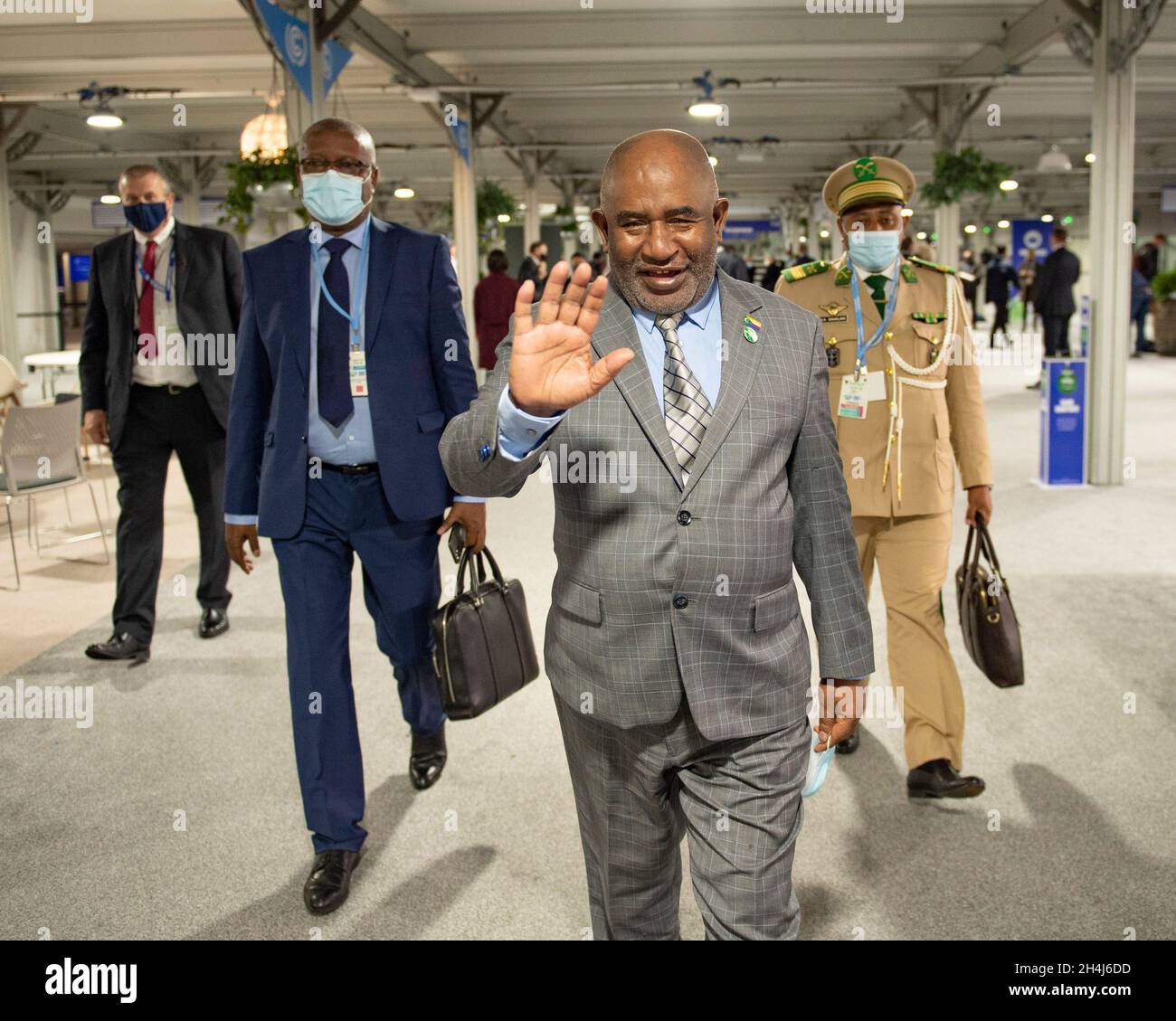 Glasgow, Scotland, UK. 2 November 2021 PICTURED: President Azali Assoumani, President of the Comoros seen at COP26. Azali Assoumani (Arabic: غزالي عثماني; born January 1, 1959) is a Comorian politician who is the current President of the Comoros, in office since 2016. Previously he was President from 1999 to 2002 and again from 2002 to 2006. He became leader of the Comoros on 30 April 1999 after leading a coup to depose acting president Tadjidine Ben Said Massounde, who he saw as pandering to the independence movement on Anjouan. He won multi-party elections in 2002, prior to which he was con Stock Photo