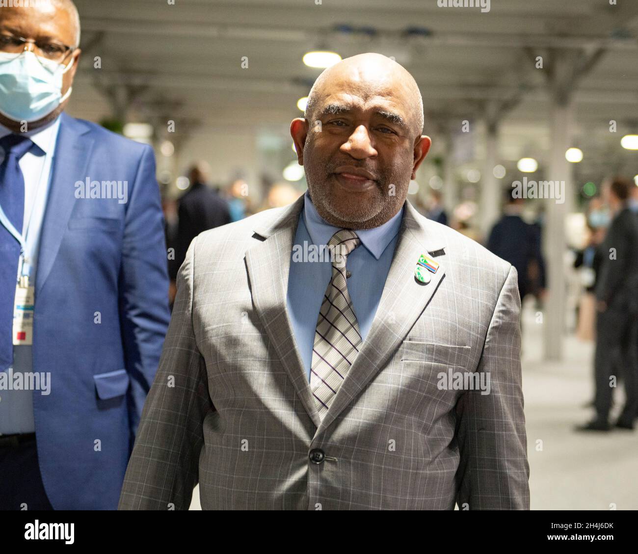 Glasgow, Scotland, UK. 2 November 2021 PICTURED: President Azali Assoumani, President of the Comoros seen at COP26. Azali Assoumani (Arabic: غزالي عثماني; born January 1, 1959) is a Comorian politician who is the current President of the Comoros, in office since 2016. Previously he was President from 1999 to 2002 and again from 2002 to 2006. He became leader of the Comoros on 30 April 1999 after leading a coup to depose acting president Tadjidine Ben Said Massounde, who he saw as pandering to the independence movement on Anjouan. He won multi-party elections in 2002, prior to which he was con Stock Photo