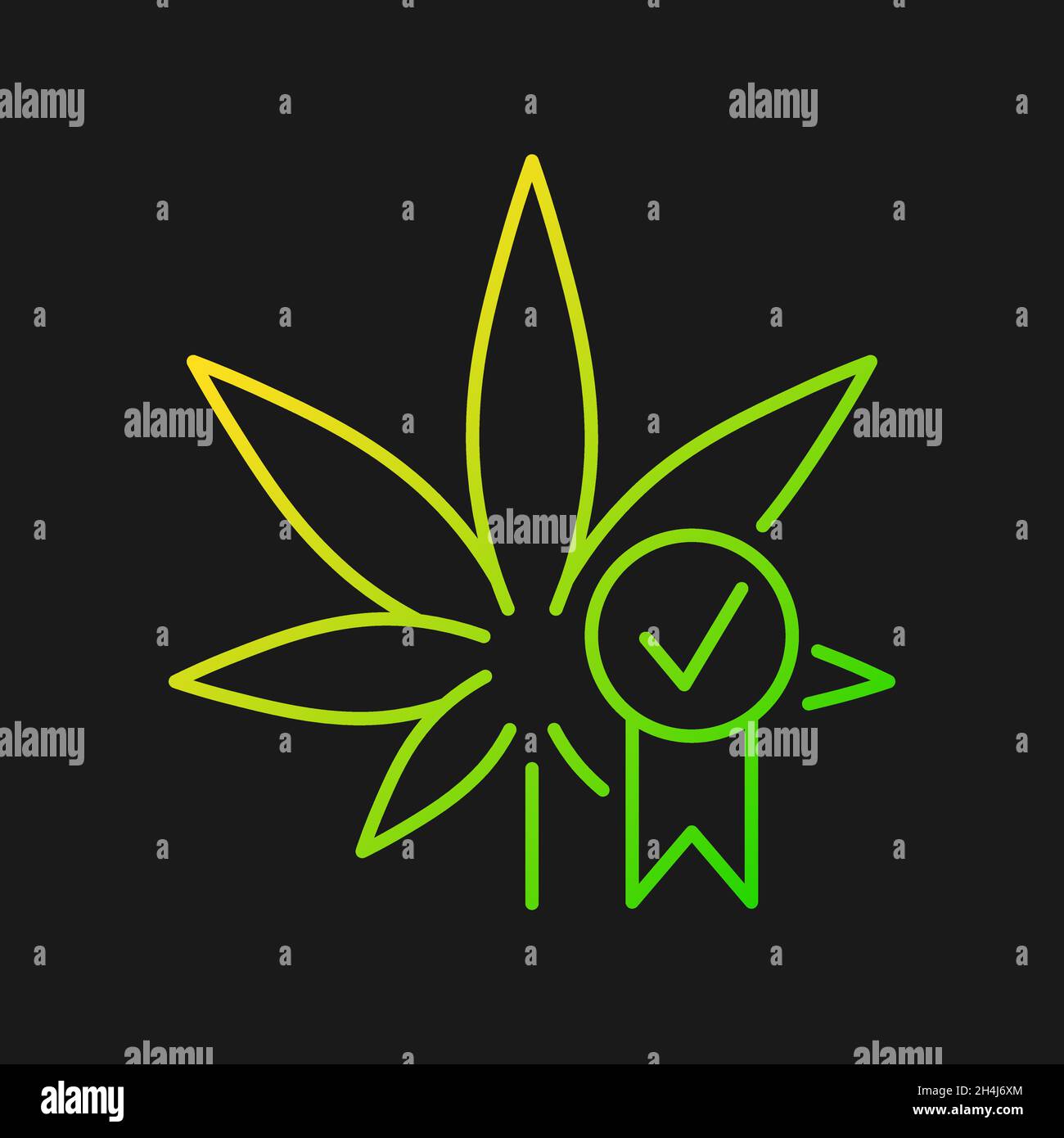 Cannabis quality control gradient vector icon for dark theme Stock Vector
