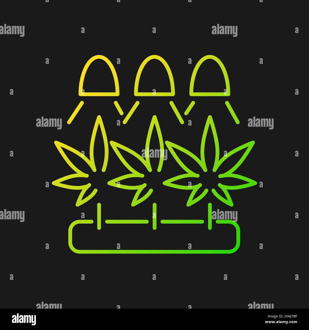Cannabis cultivation gradient vector icon for dark theme Stock Vector