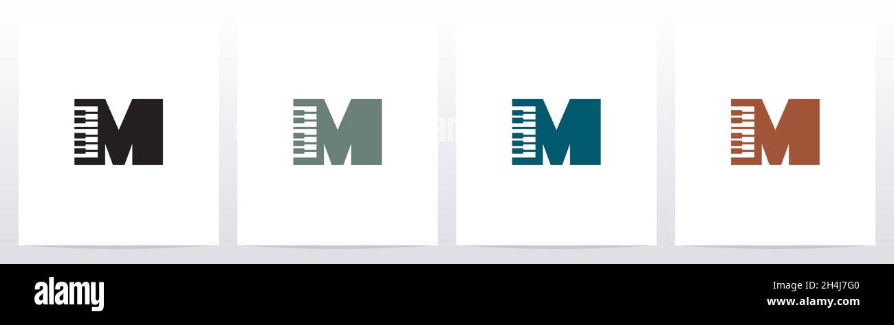 Piano Tuts On Letter Logo Design M Stock Vector