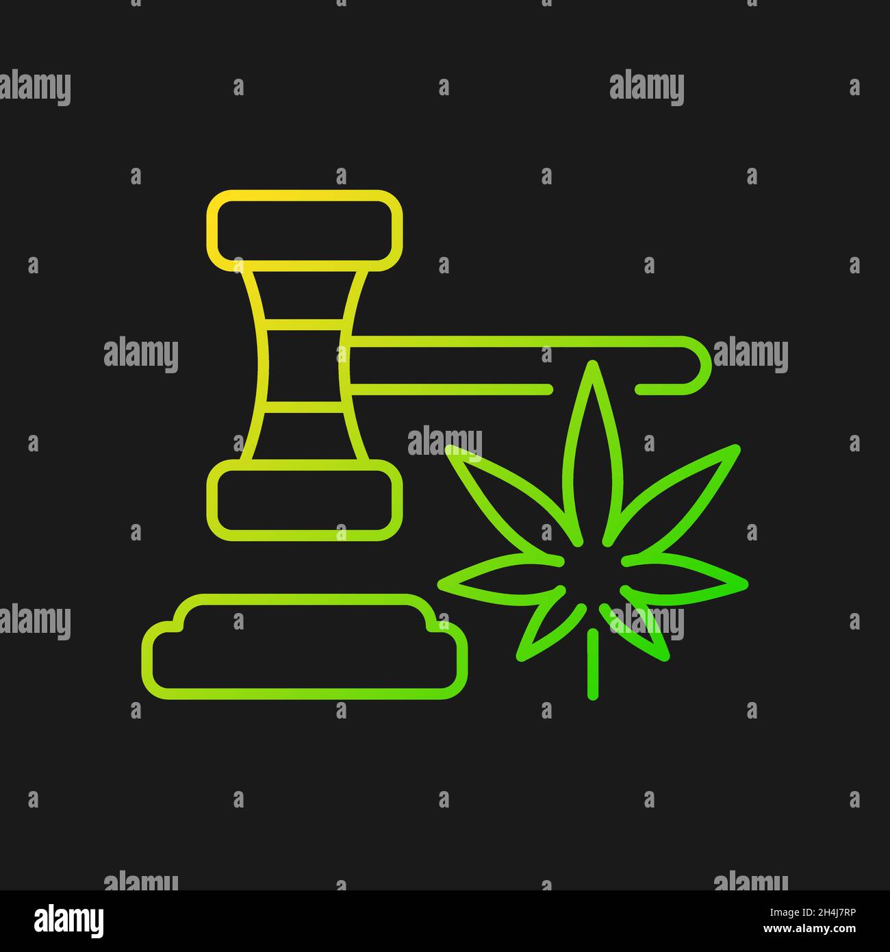 Cannabis legalization gradient vector icon for dark theme Stock Vector