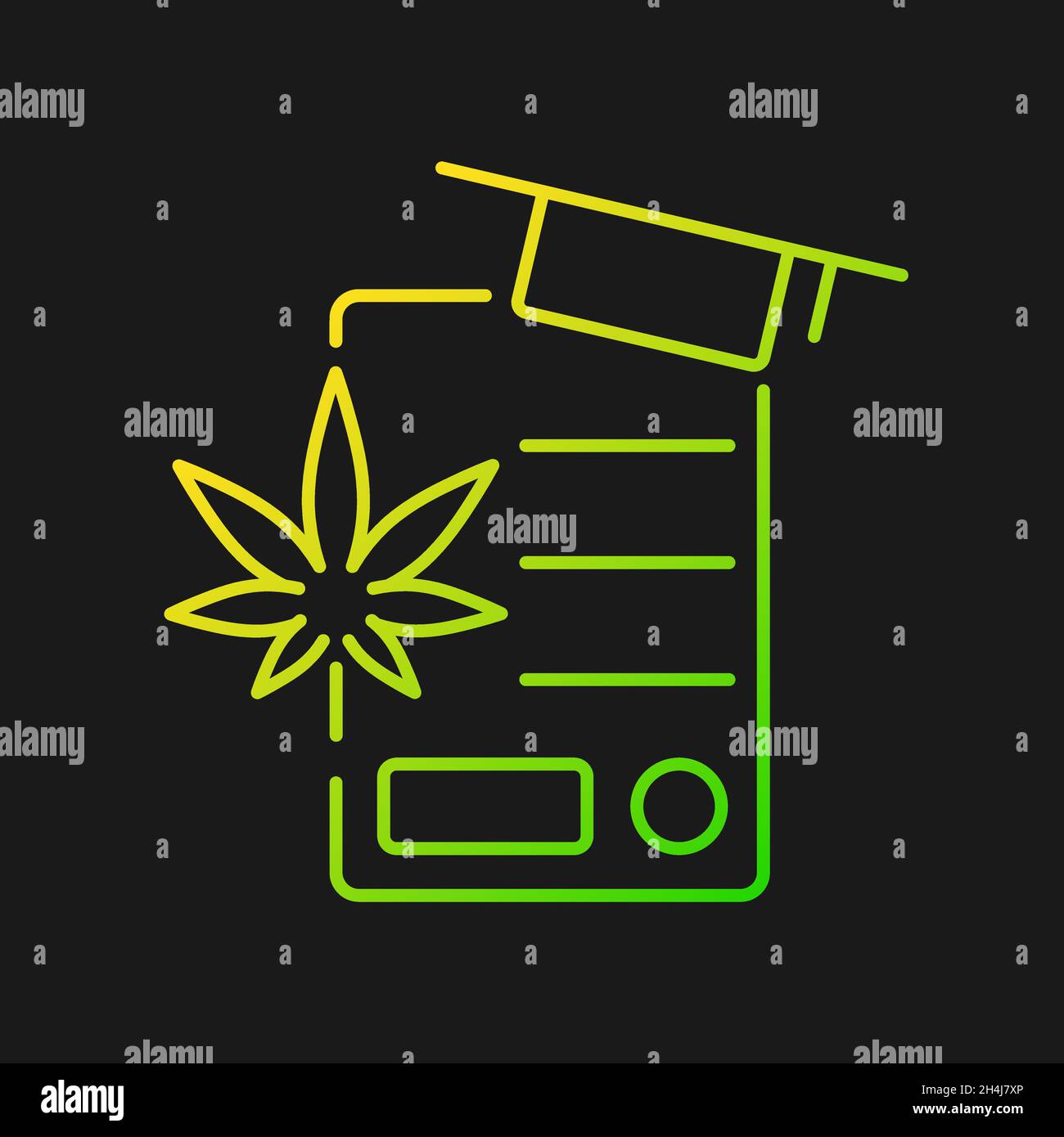 Cannabis education gradient vector icon for dark theme Stock Vector