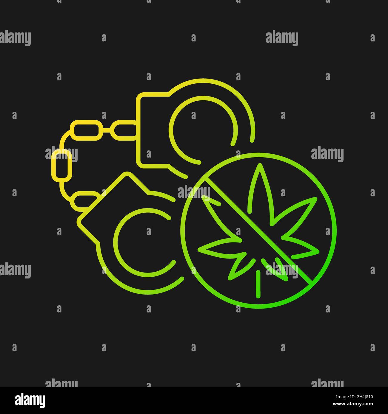 Marijuana arrests gradient vector icon for dark theme Stock Vector