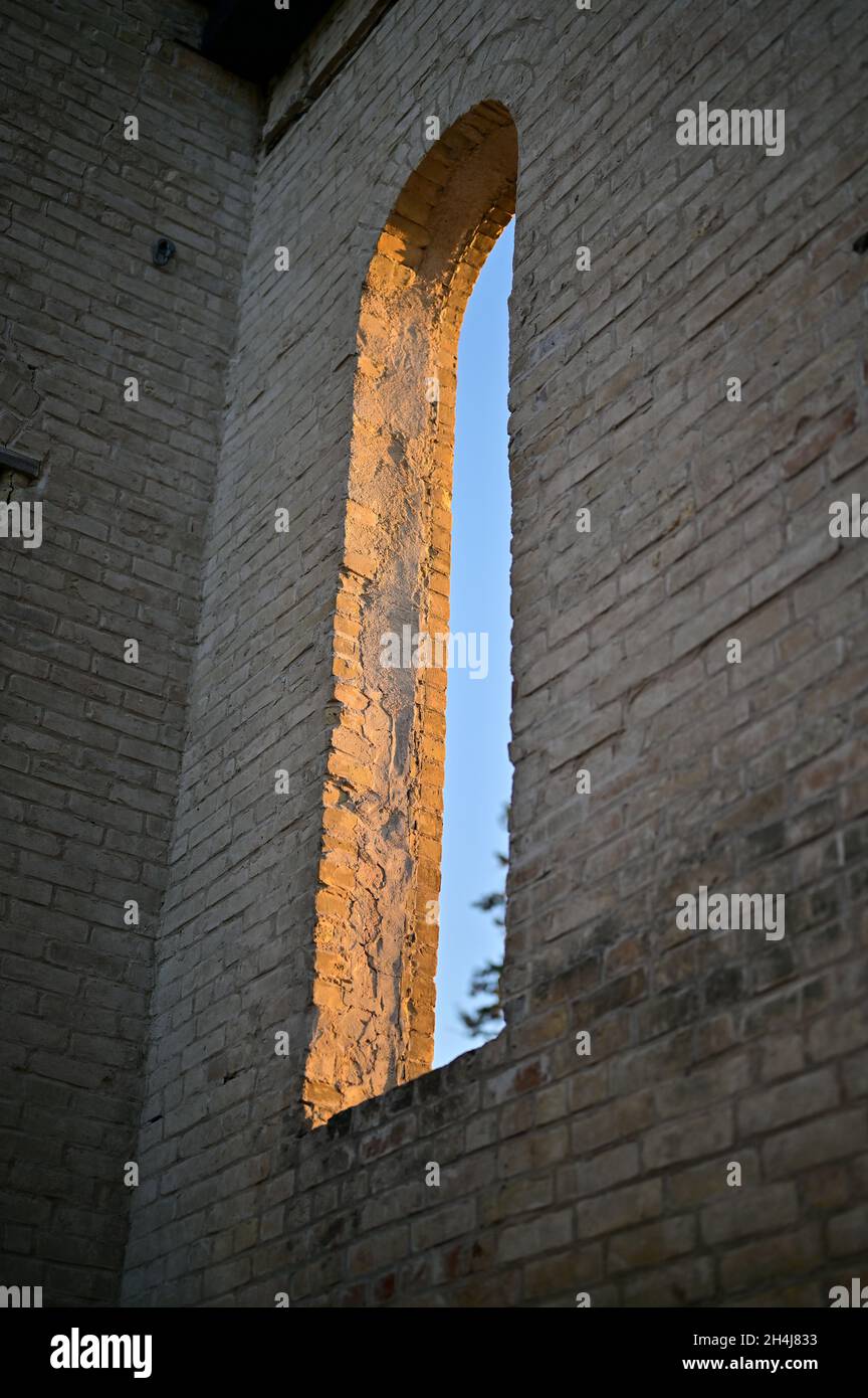 Old brick wall with a window Stock Photo - Alamy