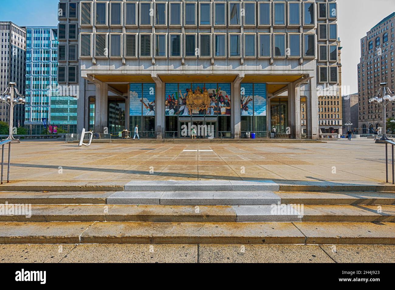 Municipal Services Building is set in a broad plaza across John F