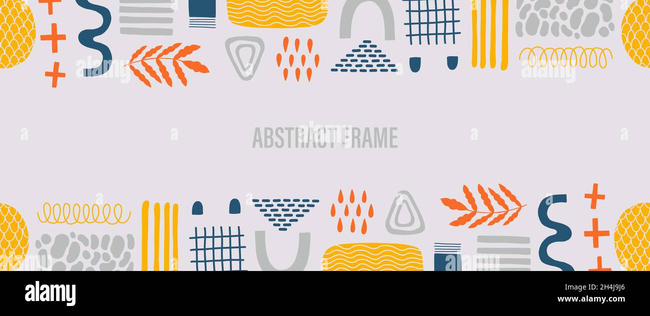Abstract frame shape design.Template flat element simple form.Hand drawn doodle graphic. Stock Vector