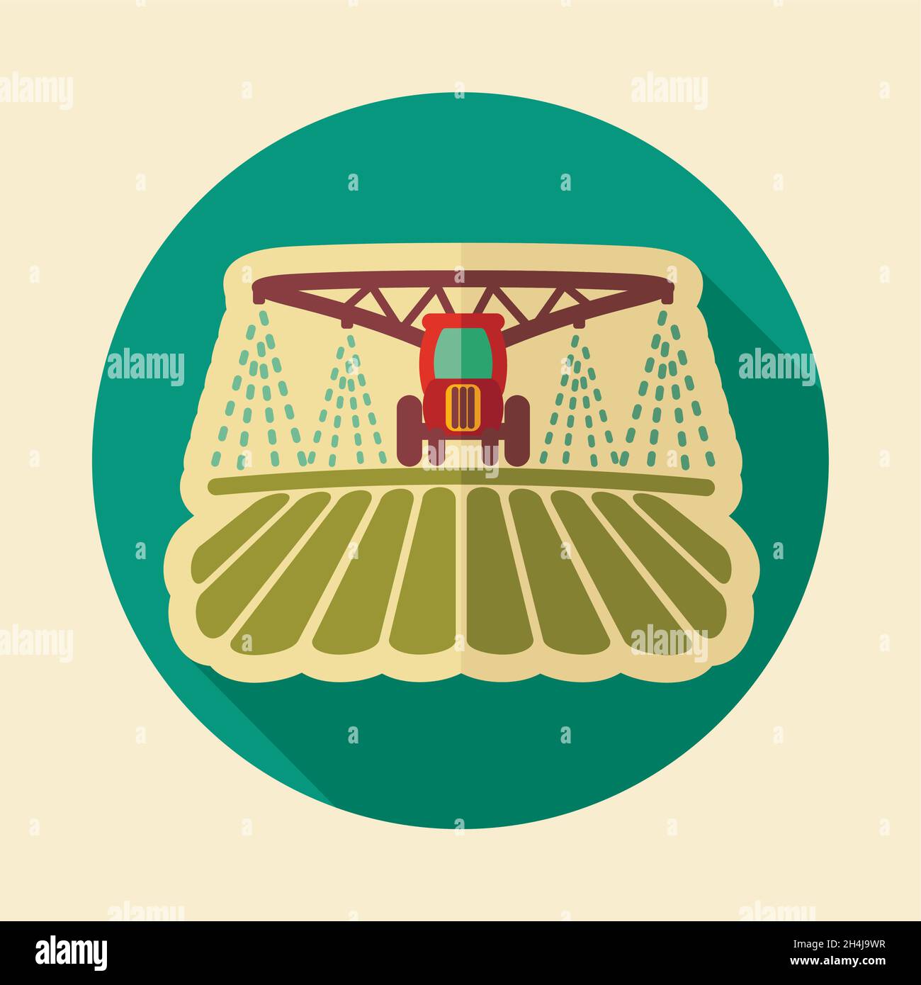 Tractor watering, soil and fertilizing field icon. Agriculture sign ...