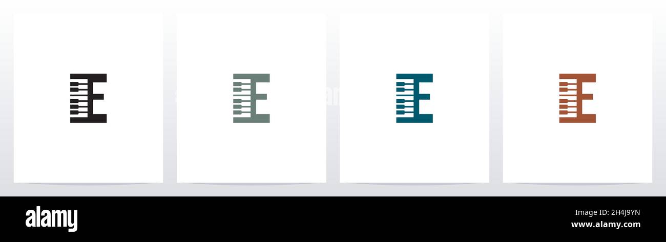 Piano Tuts On Letter Logo Design E Stock Vector