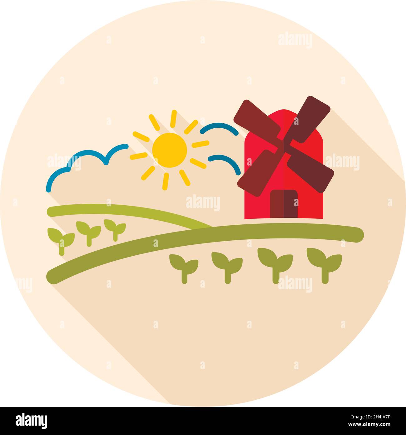 Rural landscape with windmill icon. Agriculture sign. Graph symbol for ...