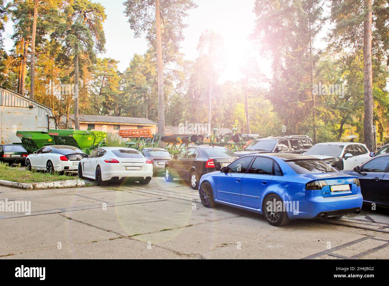 Kiev, Ukraine - March 16, 2013: Combo supercars. Mansory Bentley Continental GT and Porsche Panamera Turbo S 4.8, Audi RS4 Stock Photo