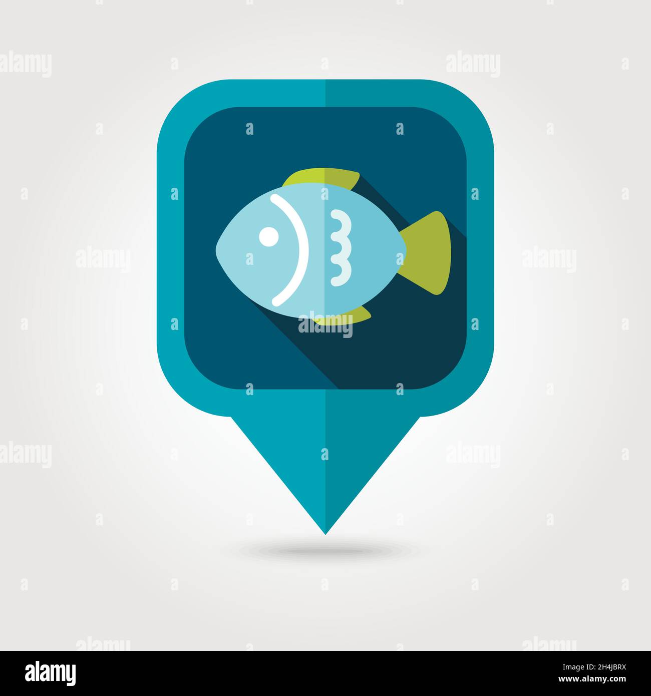 Fish flat pin map icon. Map pointer. Map markers. Farm. Animal. Vector ...