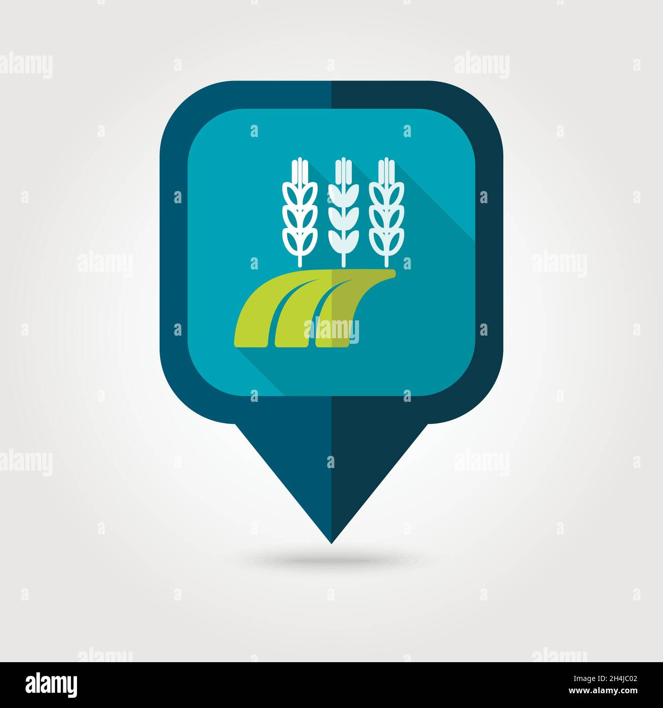 Ears of Wheat, Barley or Rye on field flat pin map icon. Map pointer ...