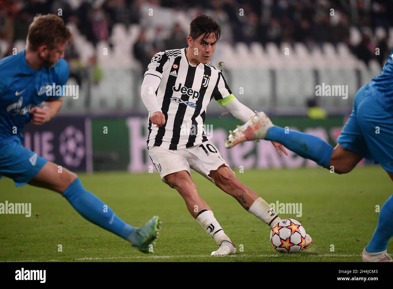 Paulo Dybala of Juventus FC in action during the Uefa Champions League group H football match between Juventus FC and Zenit ST Petersburg at Juventus stadium in Torino (Italy), November 2nd, 2021. Photo Federico Tardito / Insidefoto Stock Photo