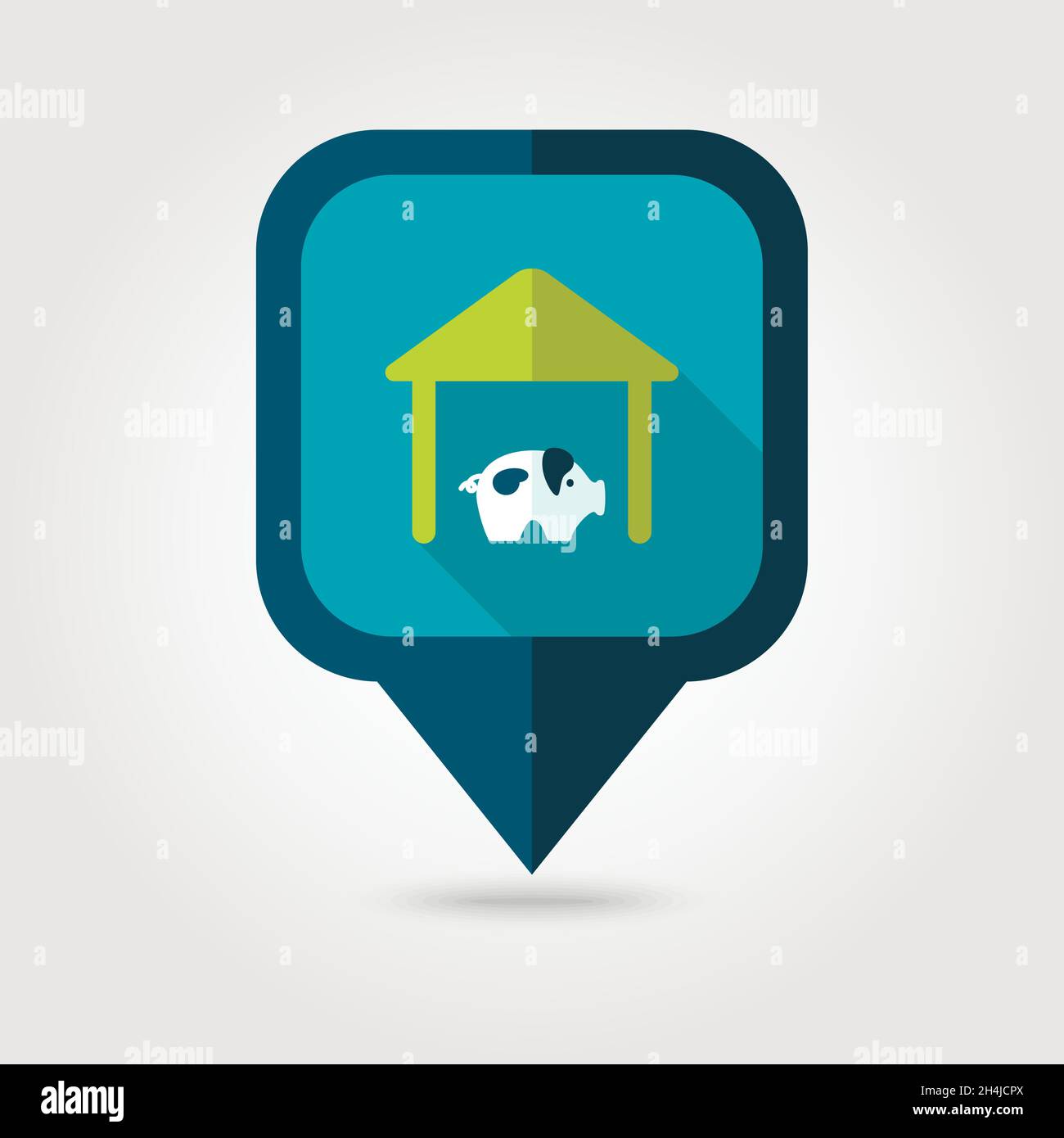 Pigsty flat pin map icon. Map pointer. Map markers. Farm. Field. Vector illustration eps 10 Stock Vector