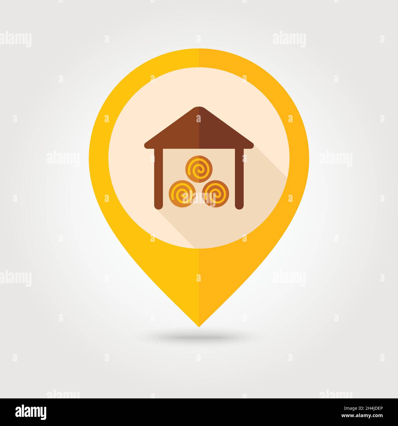 Shed flat mapping pin icon with long shadow, eps 10 Stock Vector