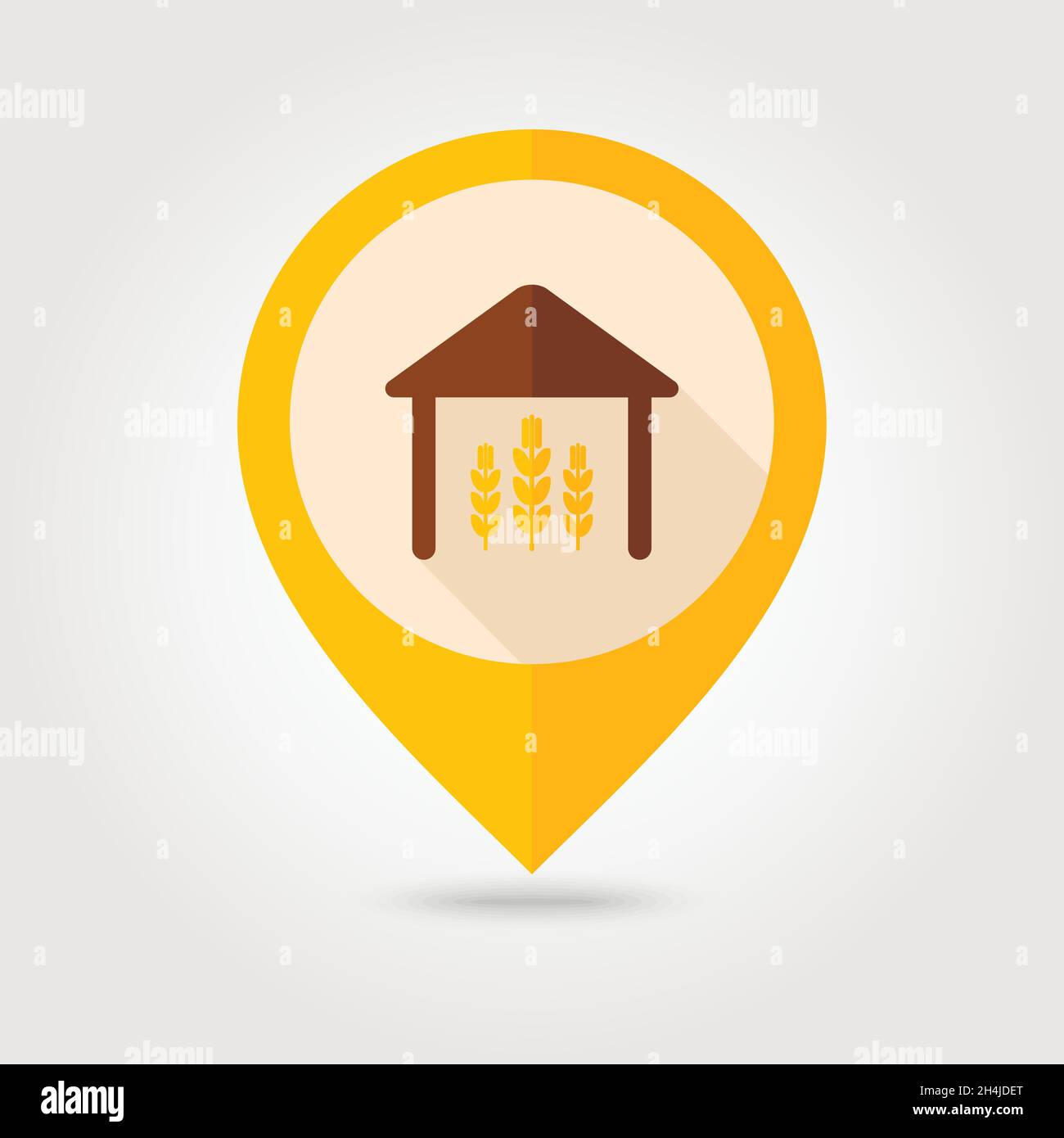 Barn flat mapping pin icon with long shadow, eps 10 Stock Vector
