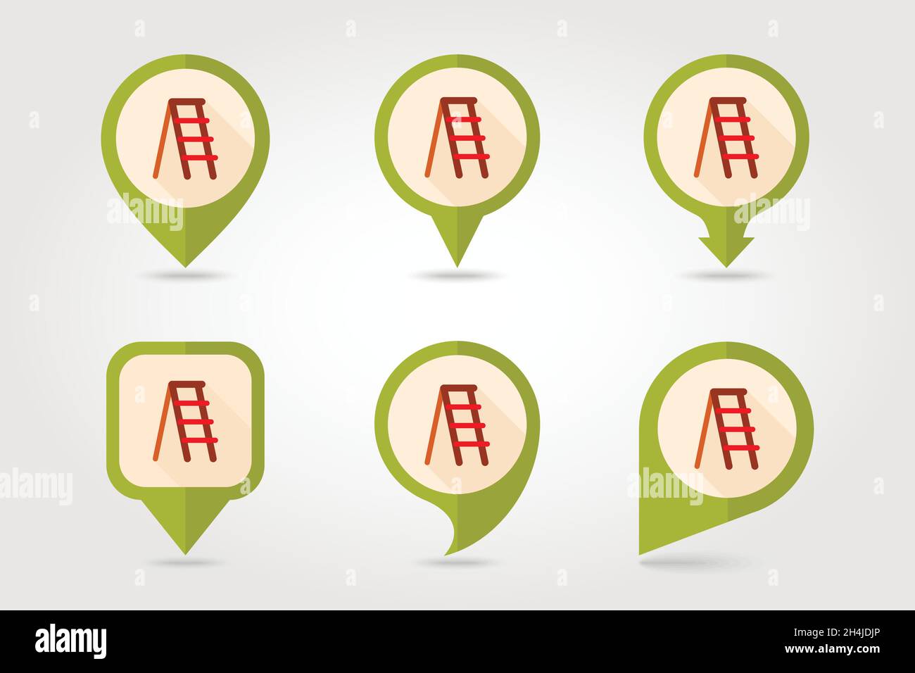 Ladder, stepladder, stair, staircase, stairway flat vector pin map icon