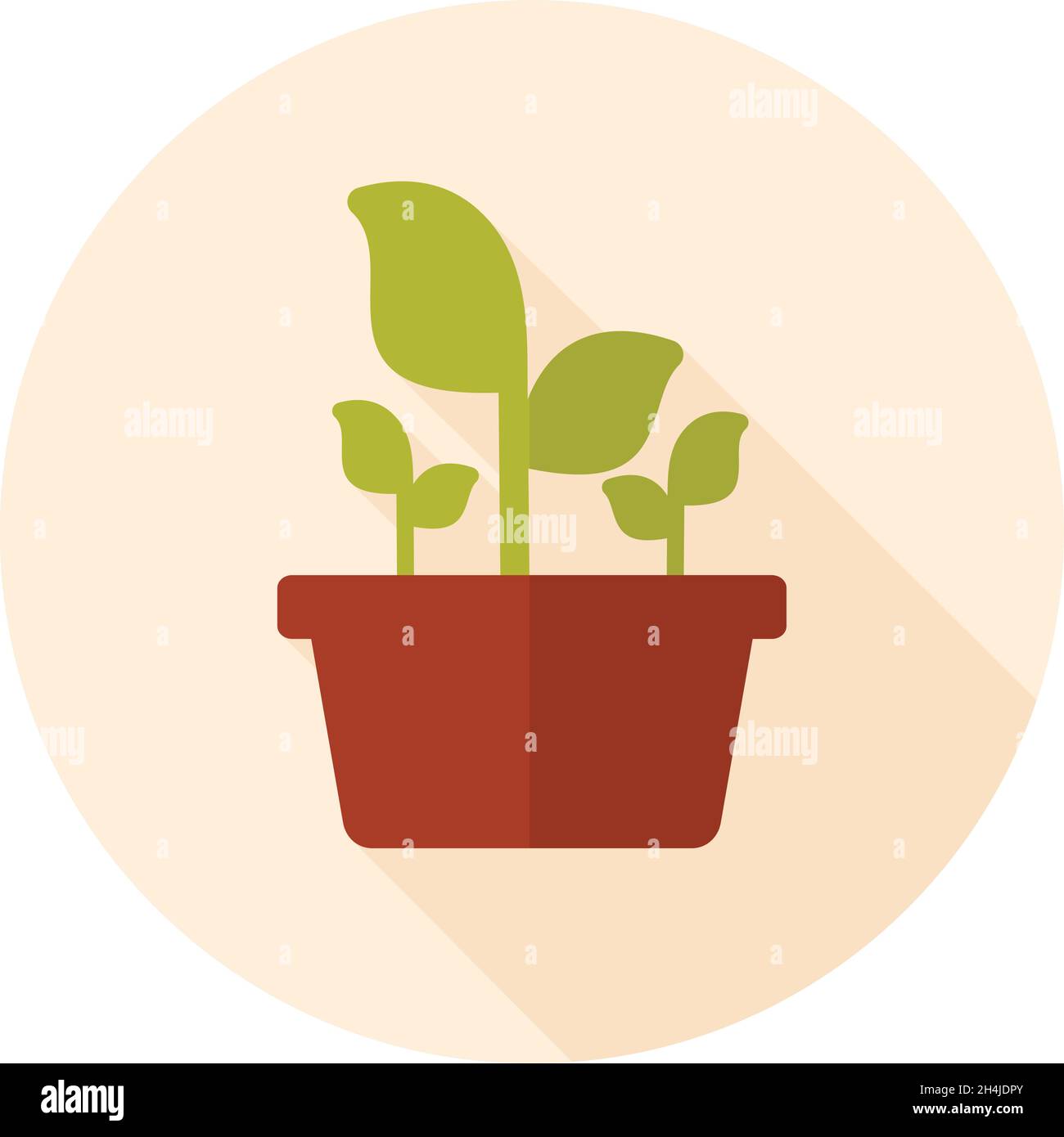 Plant in pot flat icon outline isolated, garden, flowerpot. Vector ...