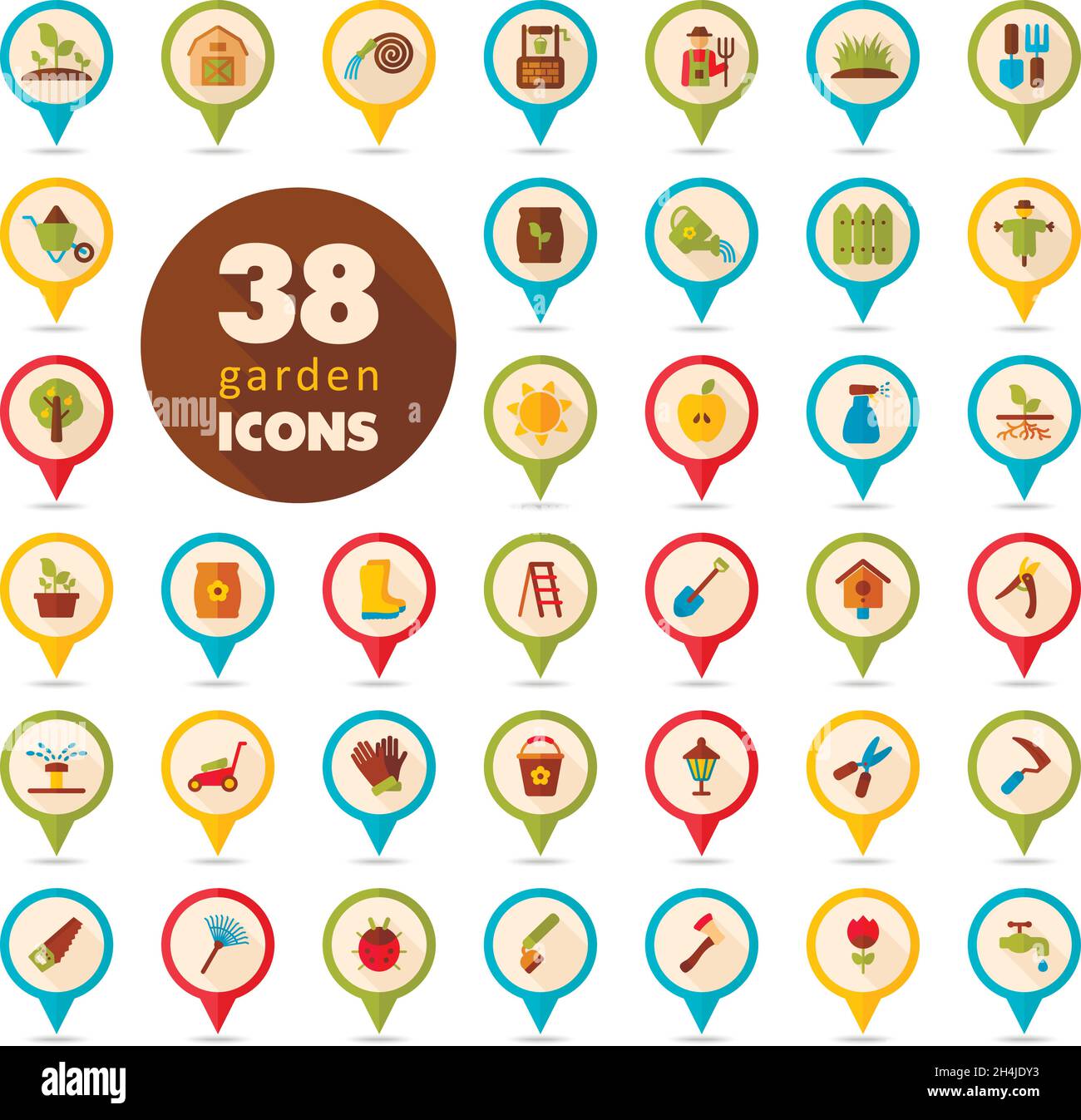 Garden Farm flat vector pin map icon. Map pointer. Map markers, eps 10 ...