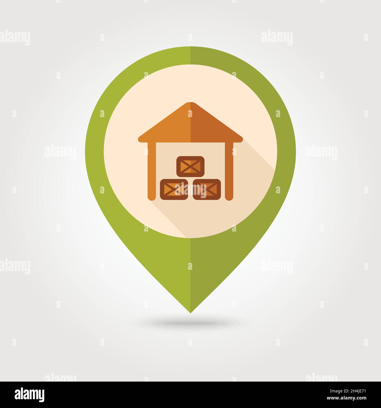 Shed flat mapping pin icon with long shadow, eps 10 Stock Vector
