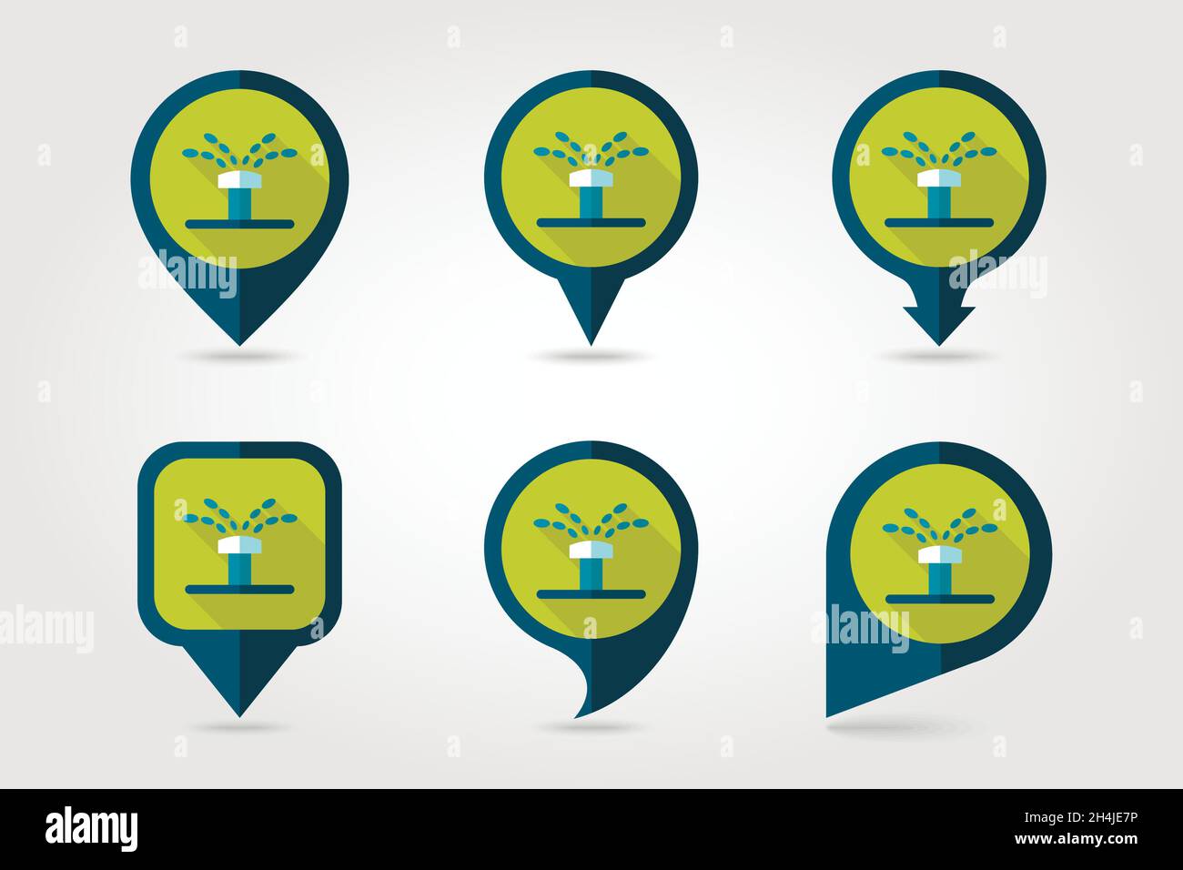 Water sprinkler, irrigation flat vector pin map icon. Map pointer. Map ...