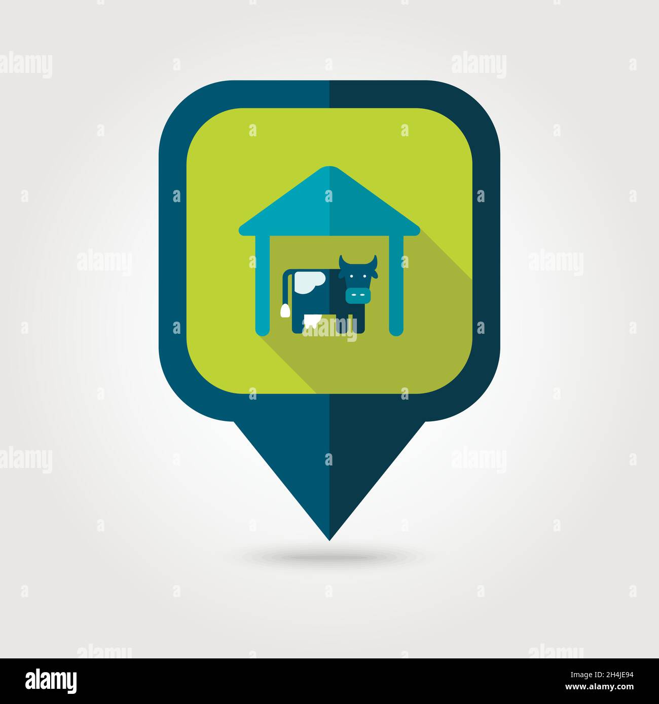 Cowshed flat pin map icon. Map pointer. Map markers. Farm. Field. Vector illustration eps 10 Stock Vector